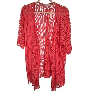 Erin London Coral open-front cardigan with a cutout pattern